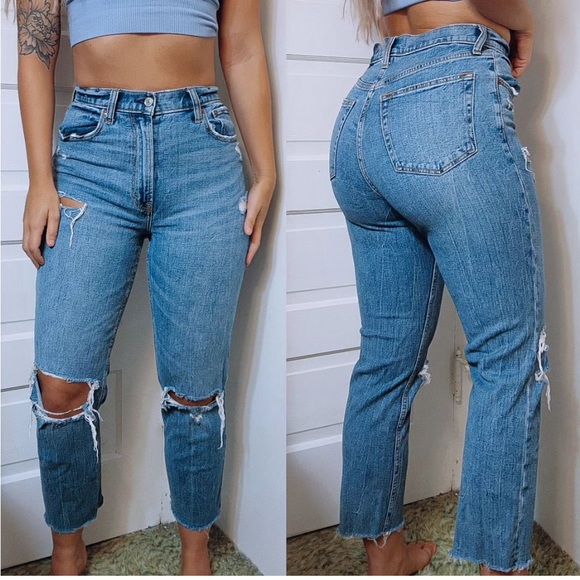 Abercrombie & Fitch Denim - Abercrombie & Fitch Curve Love, the Ankle Straight Ultra High Rise